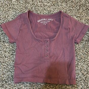 Women's Purple Ribbed Top
